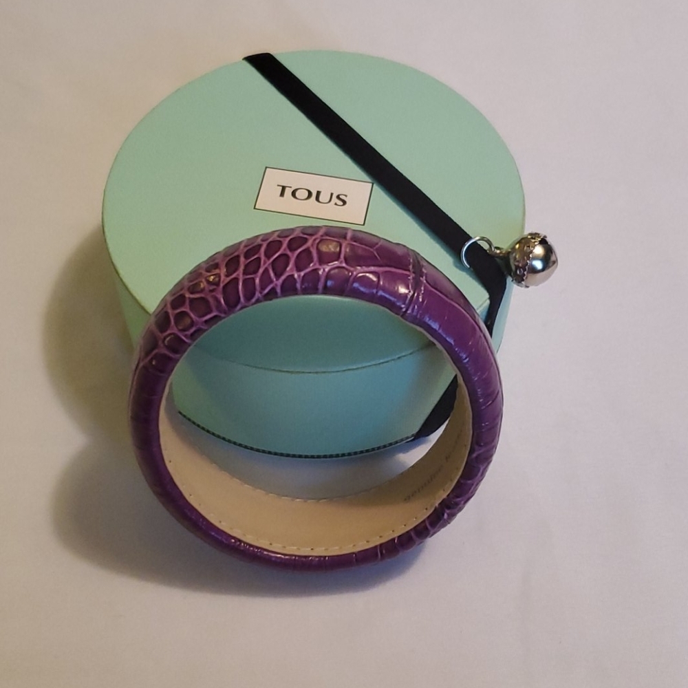 Tous purple leather snakeskin texture bangle